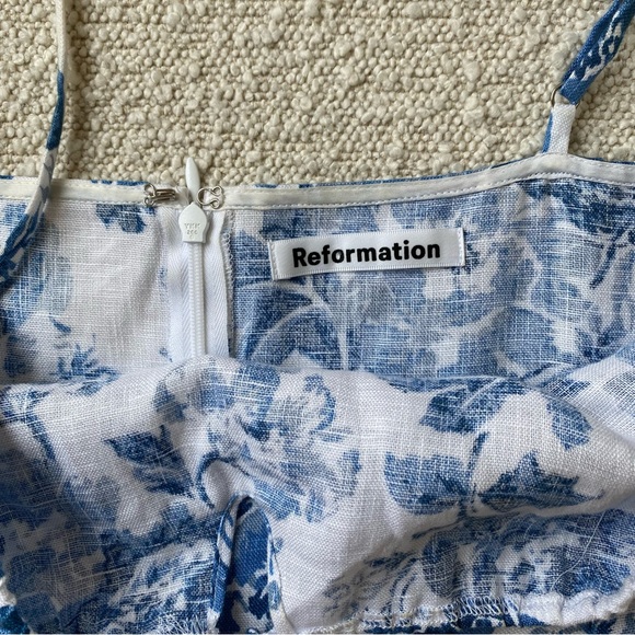 Reformation Violaine Olympia linen print mini dress size 0 - Picture 10 of 16